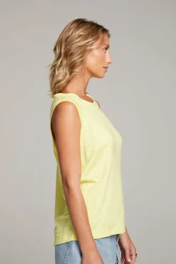 Women Chaser Brand Raw Edge Lemon Muscle Tank