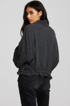 Women Chaser Brand Recycled Bliss Knit Cropped Pullover With Elastic Waist & Sleeve