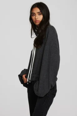 Women Chaser Brand Recycled Bliss Knit Cropped Pullover With Elastic Waist & Sleeve