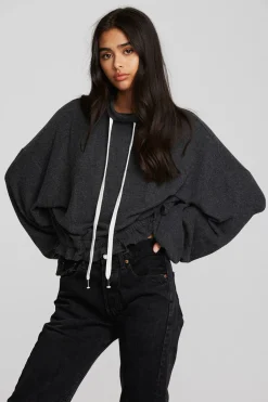 Women Chaser Brand Recycled Bliss Knit Cropped Pullover With Elastic Waist & Sleeve