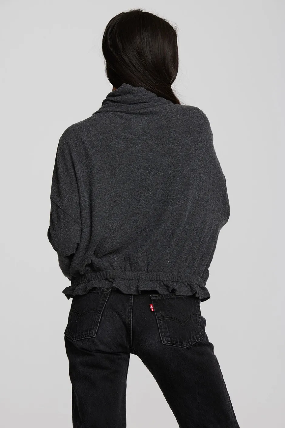 Women Chaser Brand Recycled Bliss Knit Cropped Pullover With Elastic Waist & Sleeve