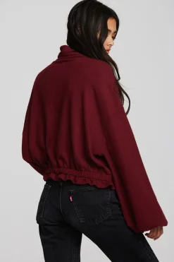 Women Chaser Brand Recycled Bliss Knit Cropped Pullover With Elastic Waist & Sleeve
