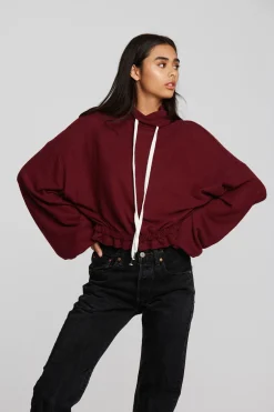 Women Chaser Brand Recycled Bliss Knit Cropped Pullover With Elastic Waist & Sleeve