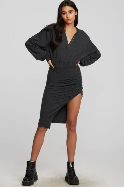 Women Chaser Brand Recycled Bliss Knit Midi Dress With Shirring