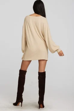 Women Chaser Brand Recycled Bliss Knit V-neck Tunic With Button Side Seam