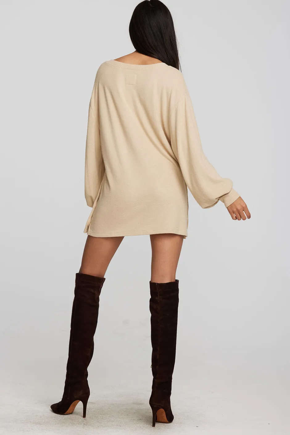 Women Chaser Brand Recycled Bliss Knit V-neck Tunic With Button Side Seam