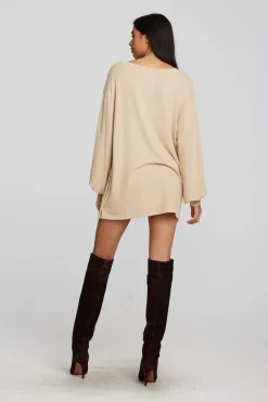 Women Chaser Brand Recycled Bliss Knit V-neck Tunic With Button Side Seam