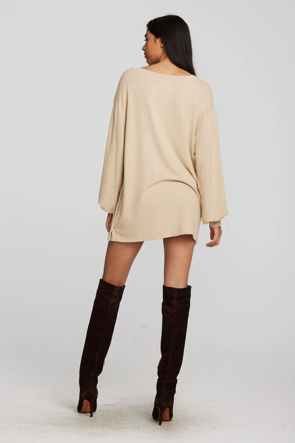 Women Chaser Brand Recycled Bliss Knit V-neck Tunic With Button Side Seam