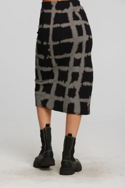 Women Chaser Brand Recycled Vintage Rib Midi Skirt With Shirring And Side Slit