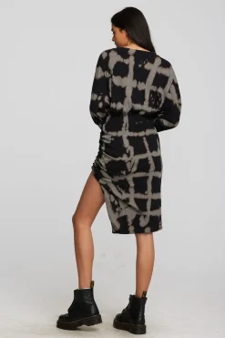 Women Chaser Brand Recycled Vintage Rib Midi Dress With Shirring And Side Slit