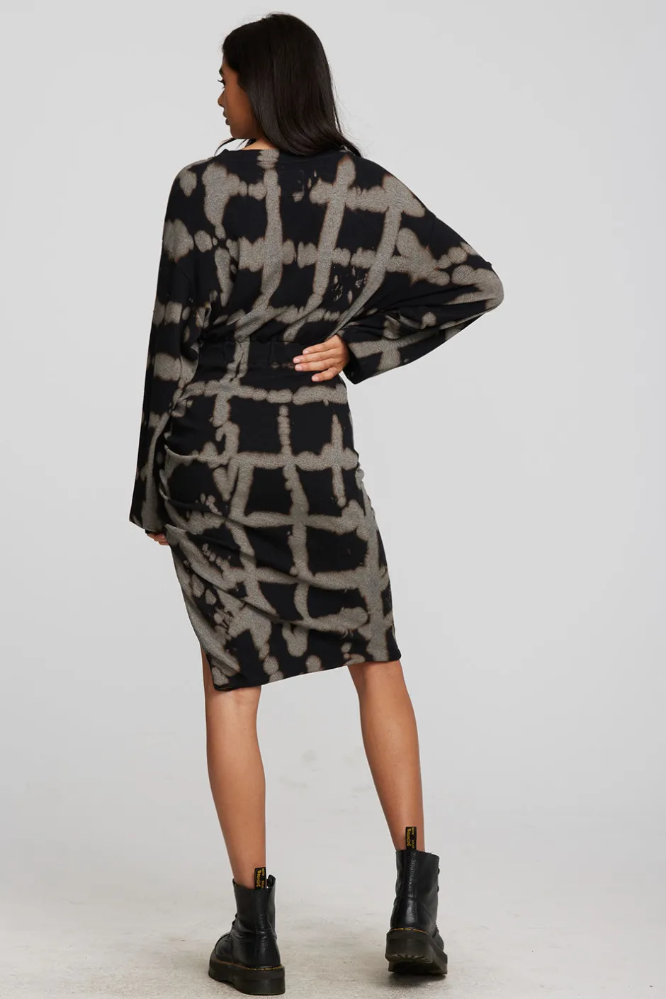 Women Chaser Brand Recycled Vintage Rib Midi Dress With Shirring And Side Slit