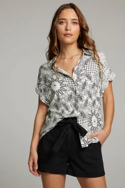 Women Chaser Brand Rhythmm Paisley Bandana Button Down