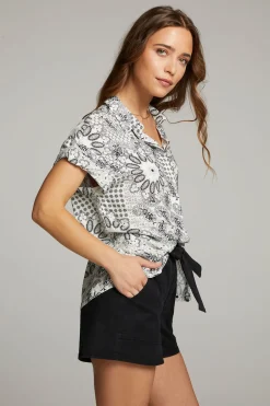 Women Chaser Brand Rhythmm Paisley Bandana Button Down