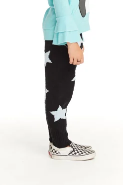 Kids Chaser Brand Ribbed Panel Licorice Star Legging