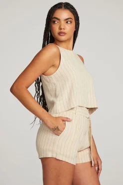 Women Chaser Brand Riley White Pinstripe Tank