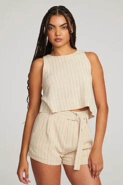 Women Chaser Brand Riley White Pinstripe Tank