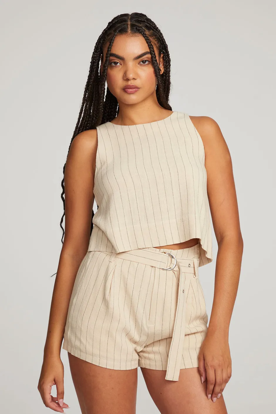 Women Chaser Brand Riley White Pinstripe Tank