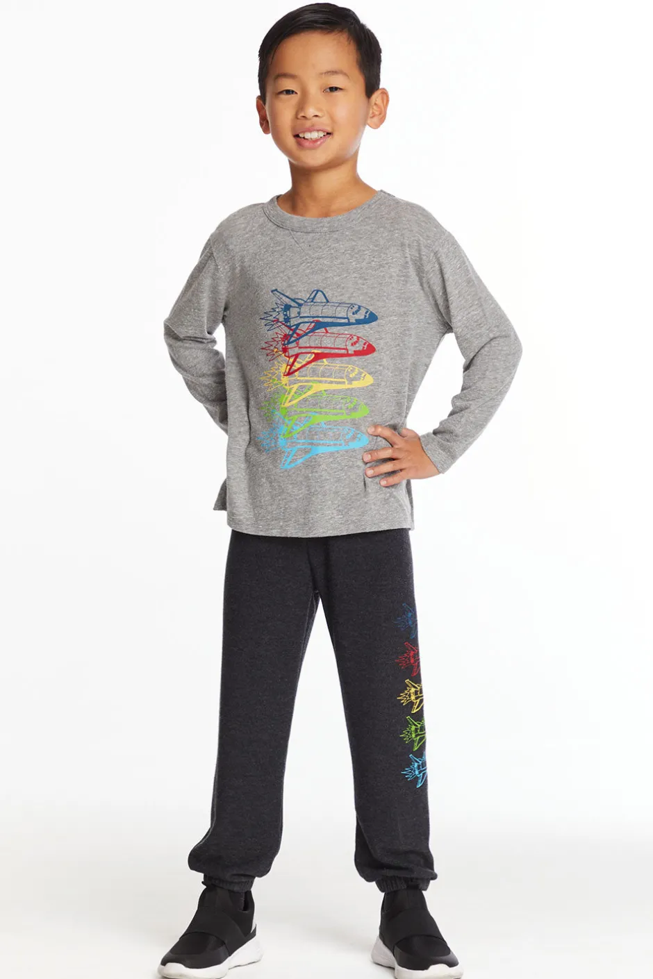 Kids/BOY Chaser Brand Rocketships Boys Long Sleeve Crew Neck Tee