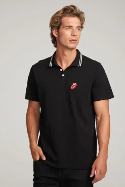 Women Chaser Brand Rolling Stones Embroidered Logo Mens Polo Tee