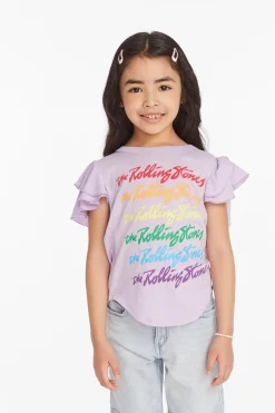 Women/Kids Chaser Brand Rolling Stones Rainbow Script Girls Tee