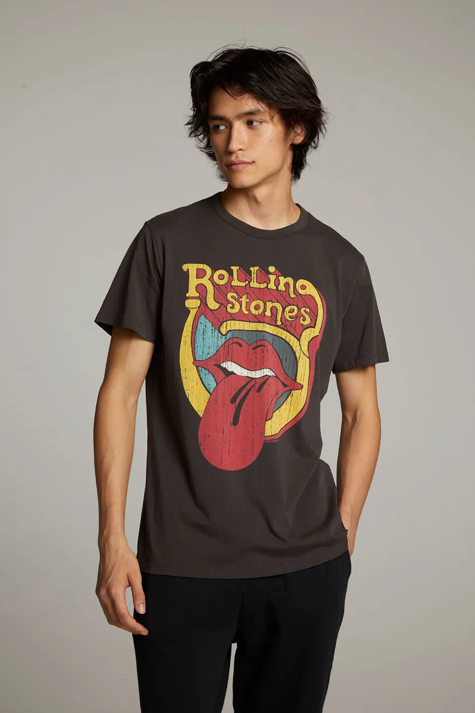 Women Chaser Brand Rolling Stones Retro Logo Crew Neck Tee