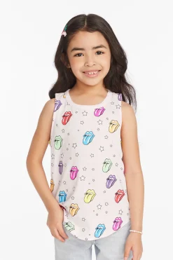 Women/Kids Chaser Brand Rolling Stones Tongue Logo Girls Muscle Tee