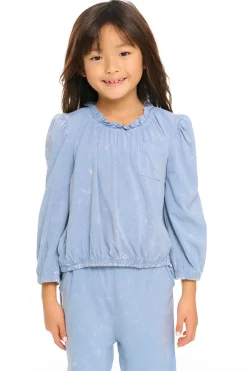 Kids Chaser Brand Ruffle Neck Pocket Shirred Tee