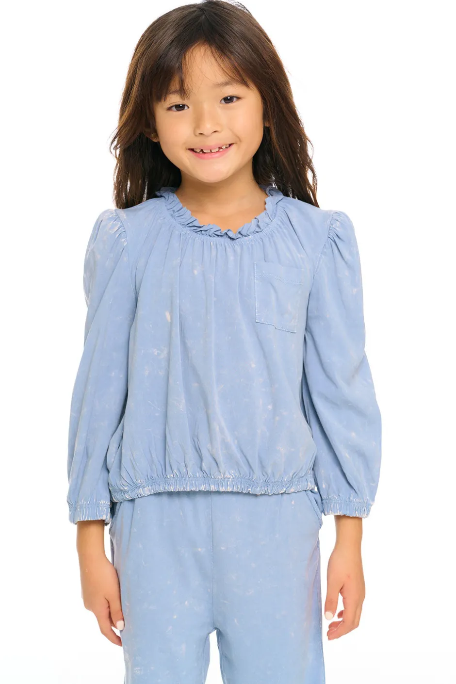 Kids Chaser Brand Ruffle Neck Pocket Shirred Tee