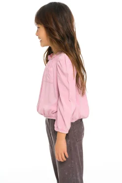 Kids Chaser Brand Ruffle Neck Pocket Shirred Tee