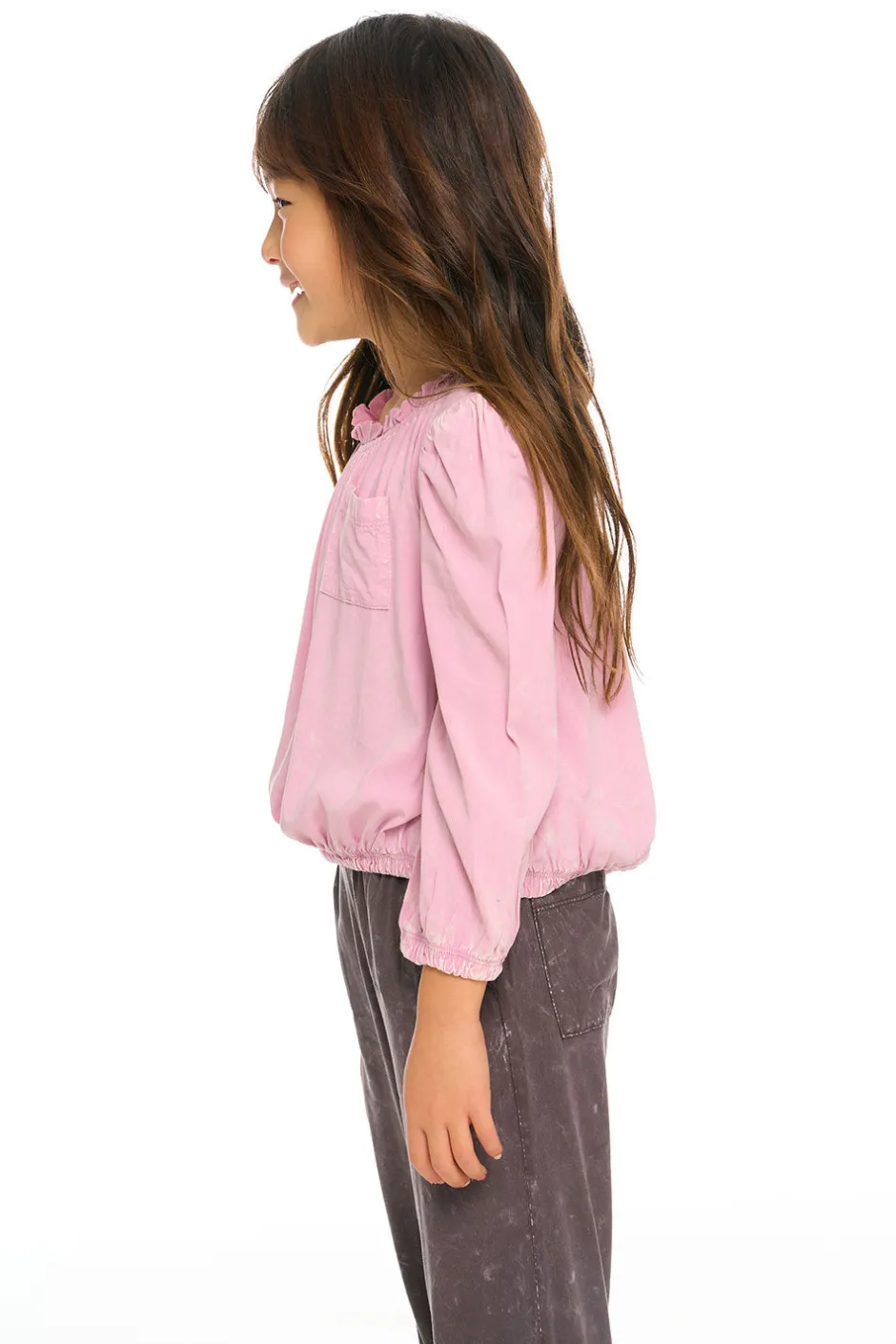 Kids Chaser Brand Ruffle Neck Pocket Shirred Tee