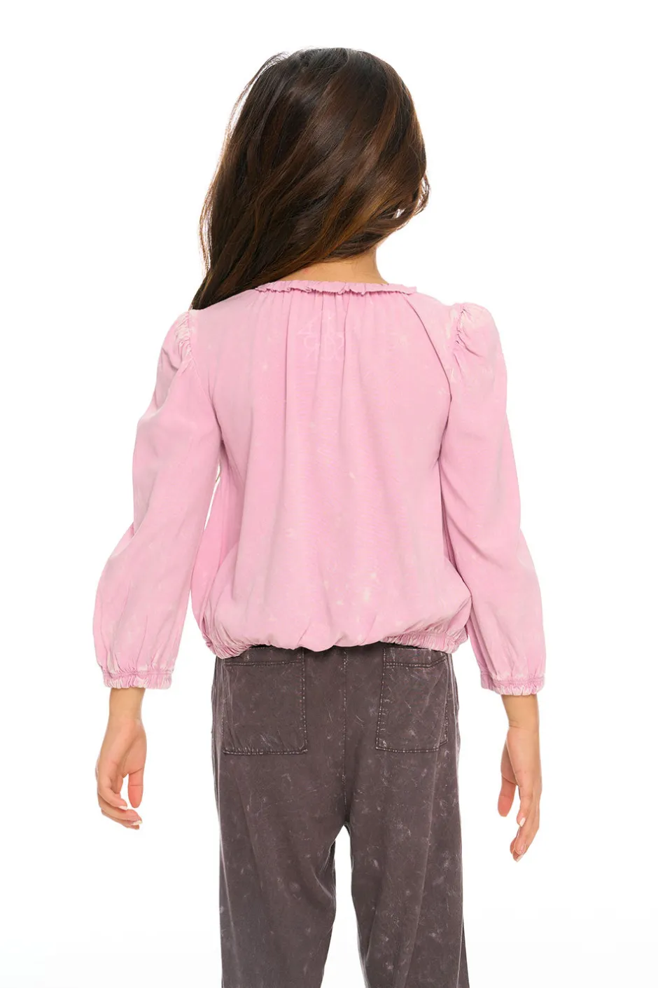 Kids Chaser Brand Ruffle Neck Pocket Shirred Tee