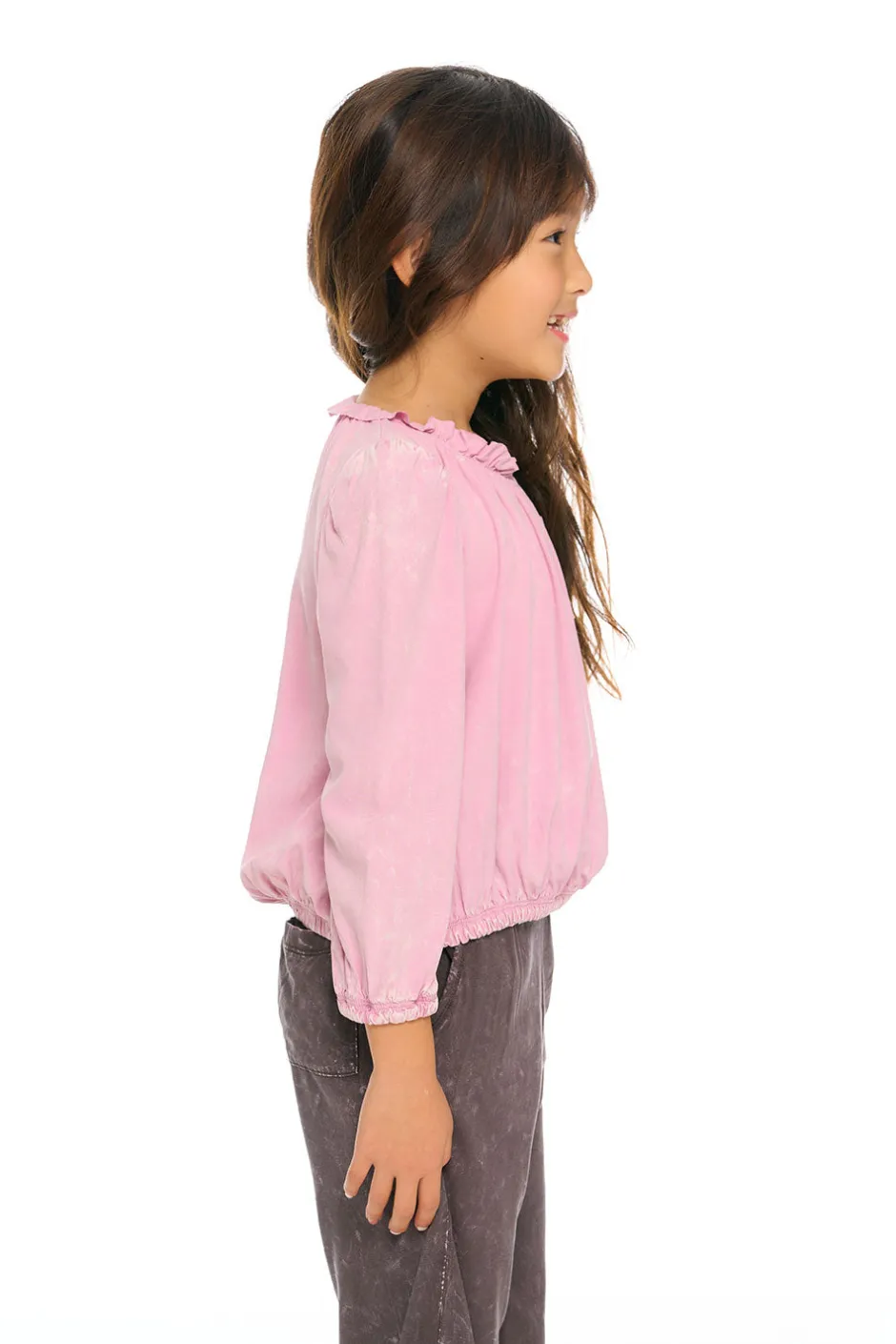 Kids Chaser Brand Ruffle Neck Pocket Shirred Tee