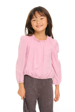 Kids Chaser Brand Ruffle Neck Pocket Shirred Tee