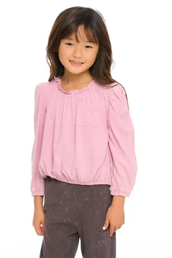 Kids Chaser Brand Ruffle Neck Pocket Shirred Tee