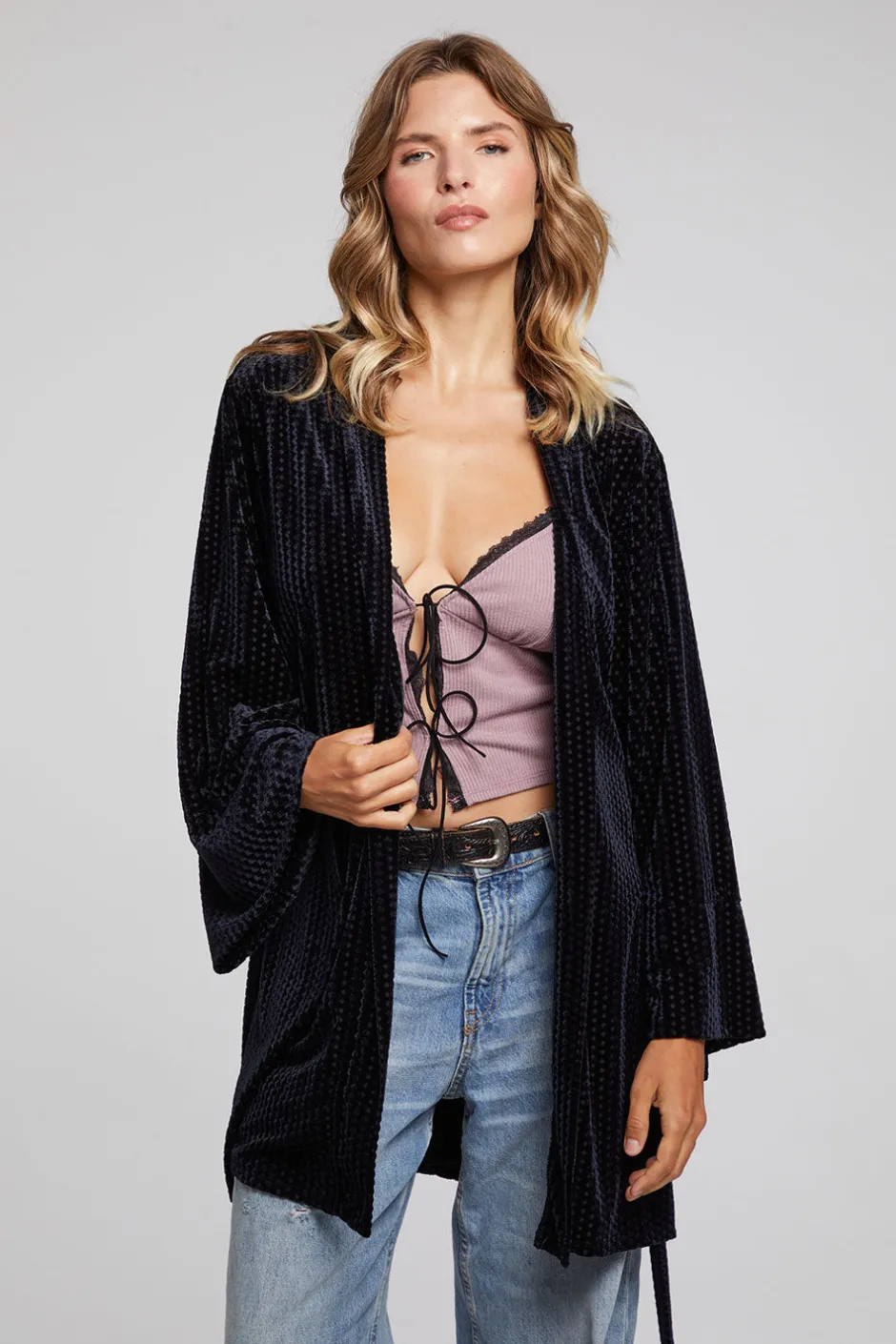 Women Chaser Brand Salina Check Burnout Kimono
