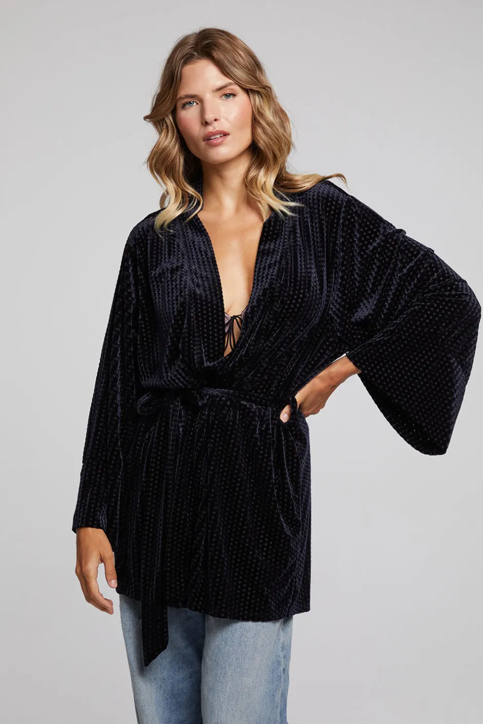 Women Chaser Brand Salina Check Burnout Kimono
