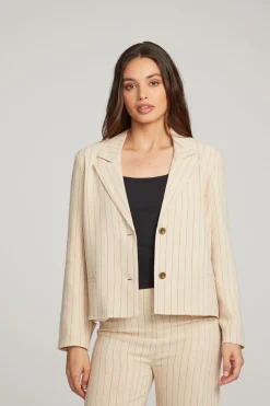 Women Chaser Brand Santanaa White Pinstripe Blazer
