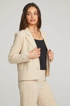Women Chaser Brand Santanaa White Pinstripe Blazer