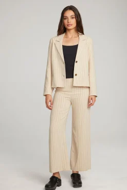 Women Chaser Brand Santanaa White Pinstripe Blazer