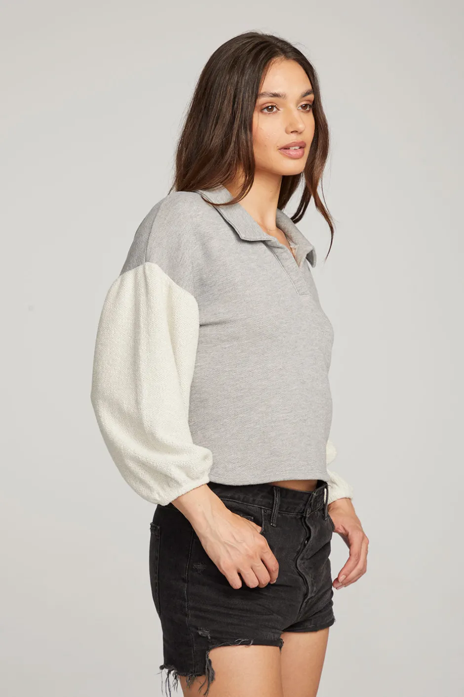 Women Chaser Brand Saratoga Heather Grey Pullover