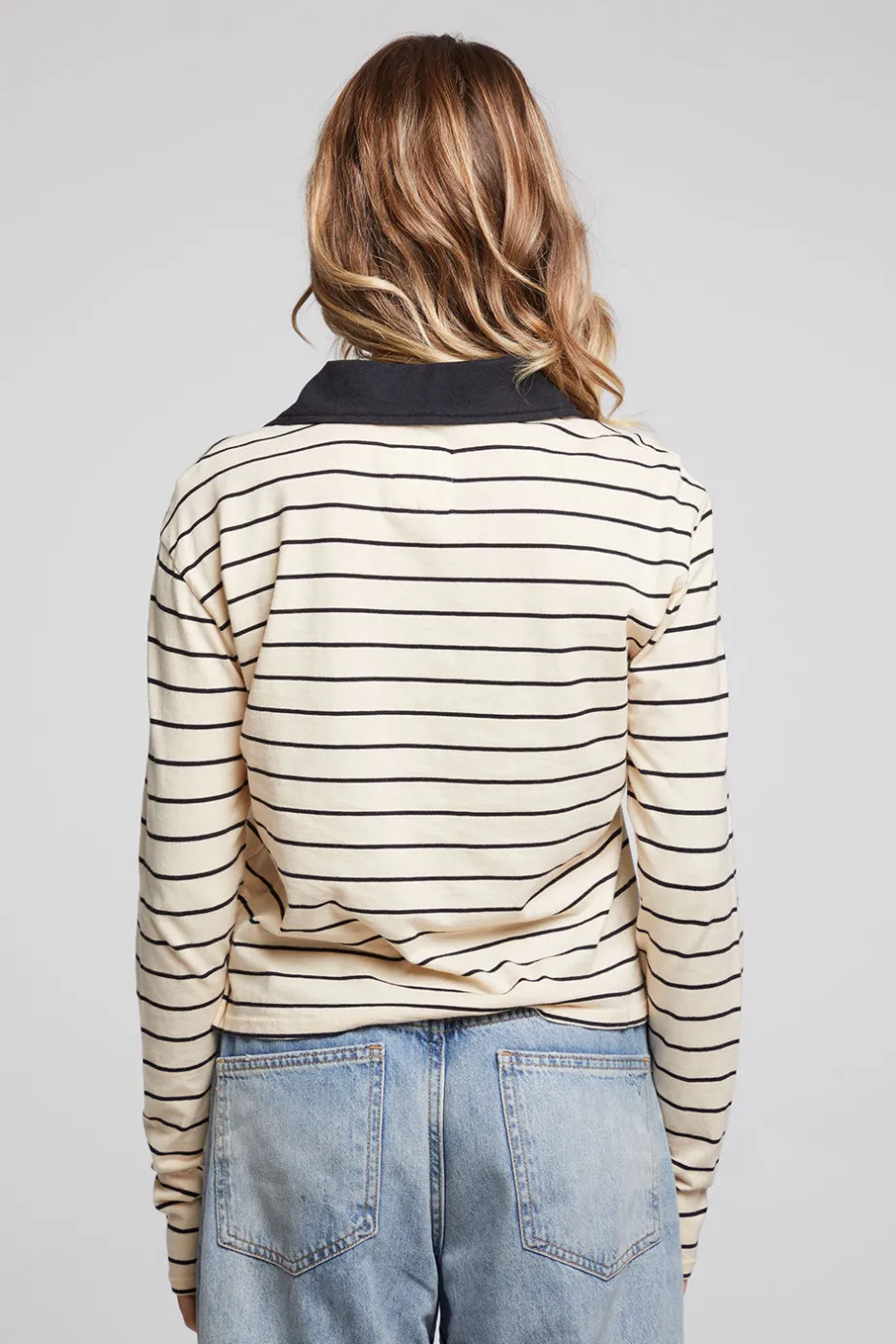 Women Chaser Brand Sausalito Black Sand Stripe Long Sleeve