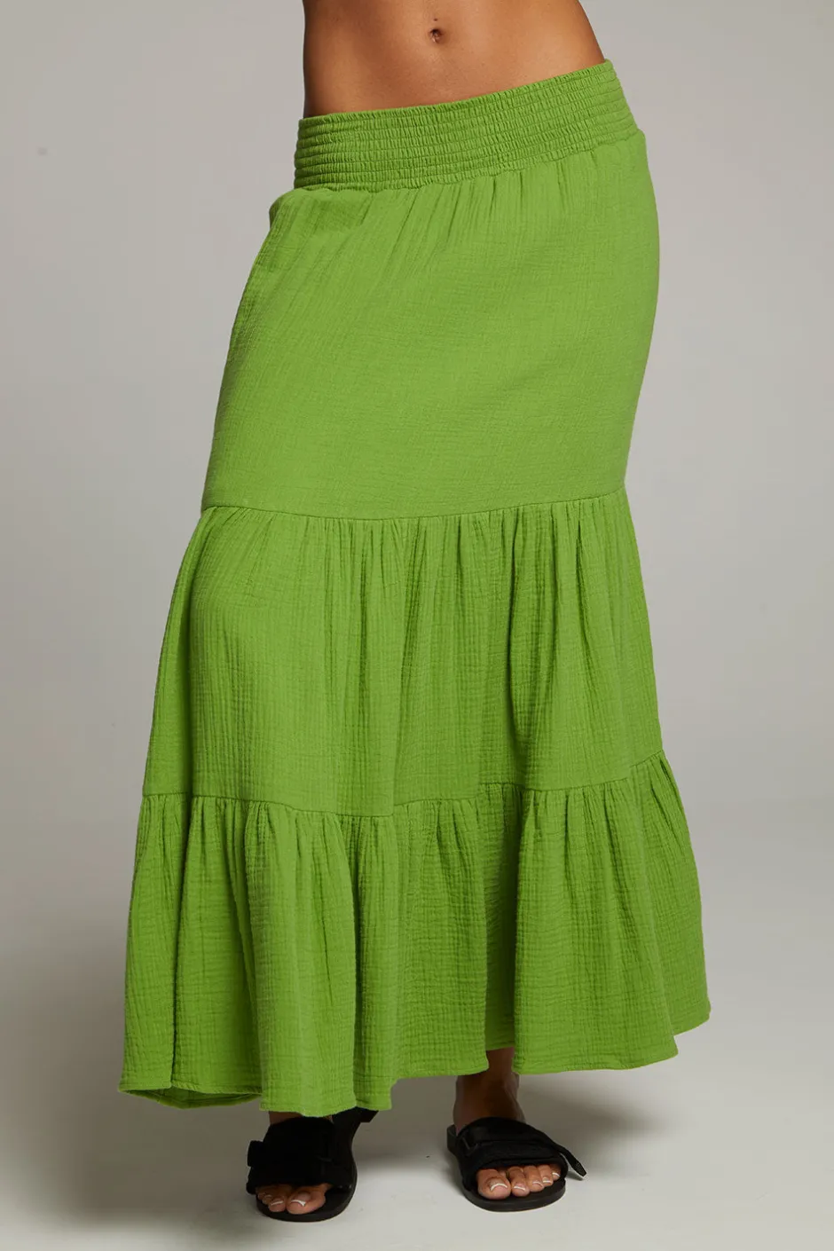 Women Chaser Brand Seal Piquant Green Maxi Skirt
