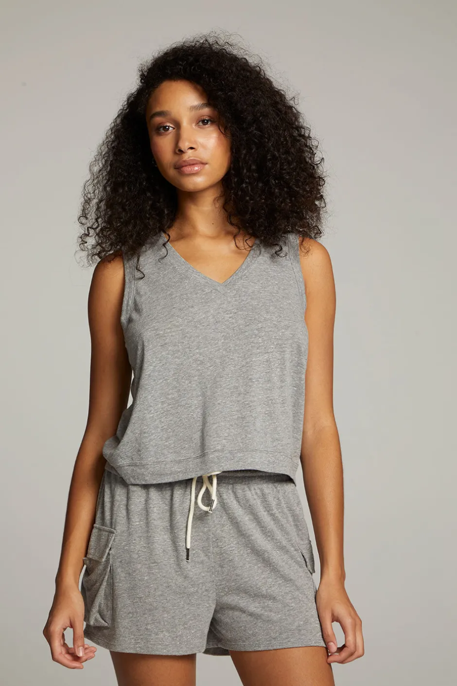 Women Chaser Brand Sean Streaky Grey Tank
