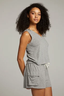 Women Chaser Brand Sean Streaky Grey Tank
