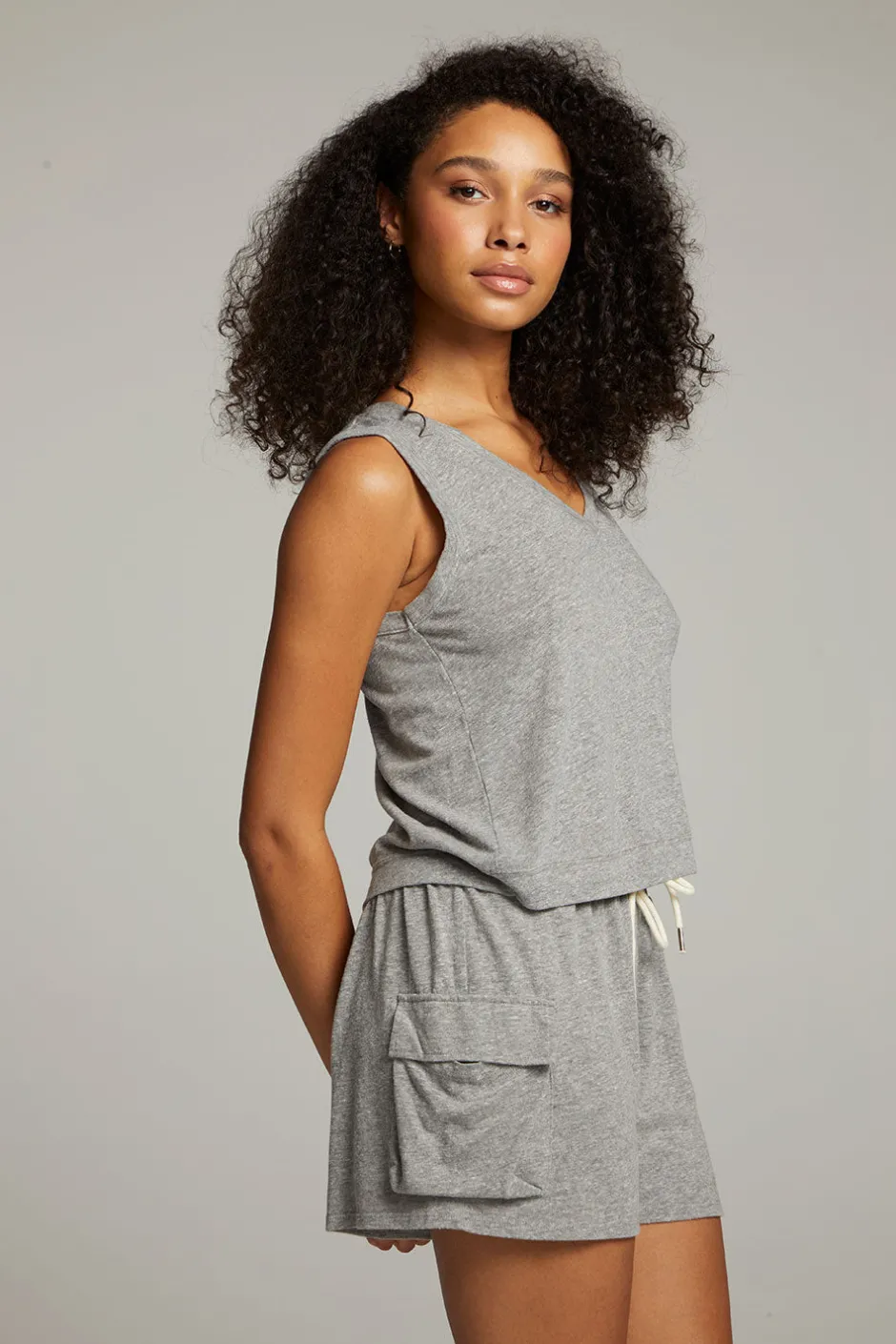 Women Chaser Brand Sean Streaky Grey Tank