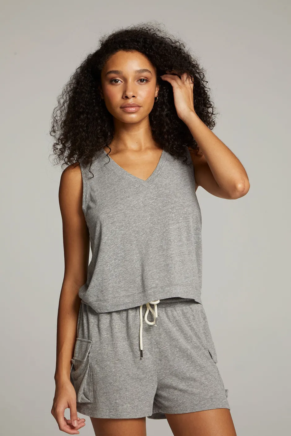 Women Chaser Brand Sean Streaky Grey Tank