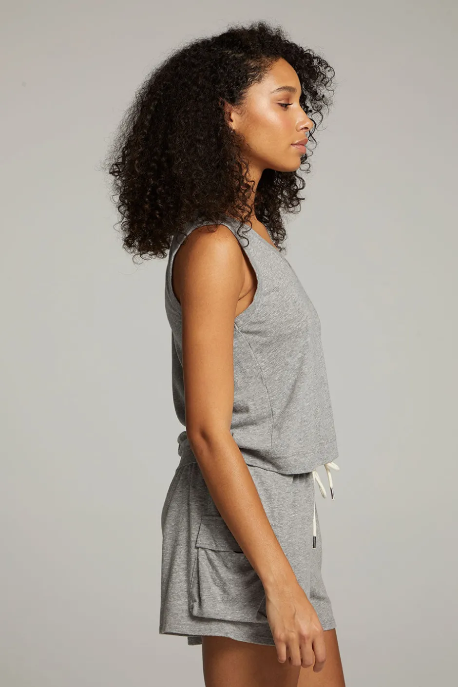 Women Chaser Brand Sean Streaky Grey Tank