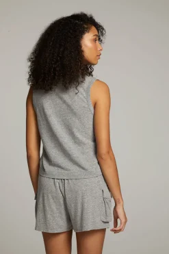 Women Chaser Brand Sean Streaky Grey Tank