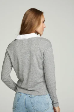 Women Chaser Brand Semi Cropped Polo Boxy Short Sleeve Tee