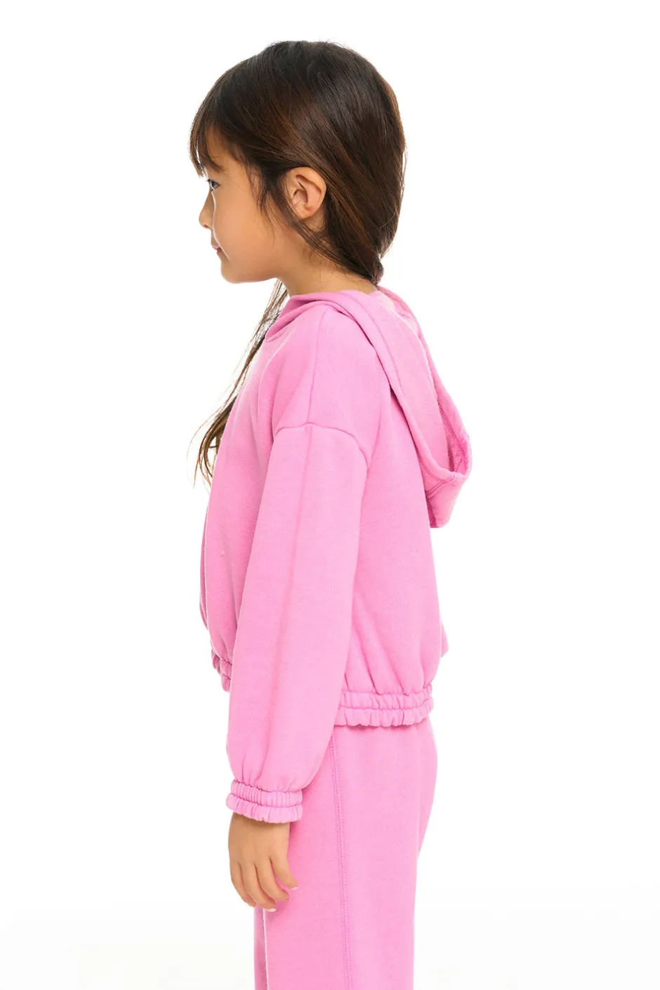 Kids Chaser Brand Semi Cropped Shirred Hoodie Pullover